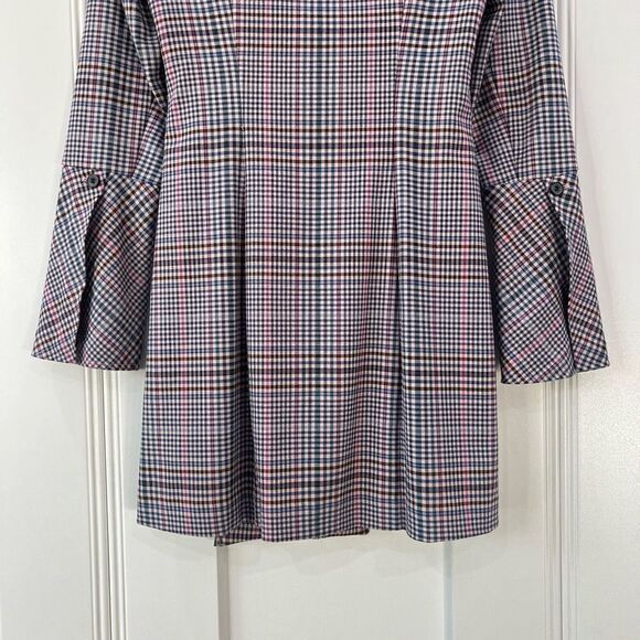 Parker Derby Blazer Mini Dress Women’s 4 Plaid Pink 4 Button Closure Workwear - Picture 10 of 15